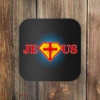 Super Jesus Superhero Comic Logo Coaster thumb 0