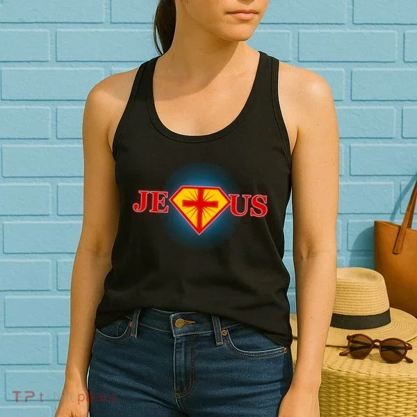 Super Jesus Superhero Comic Logo Women's Tank Top
