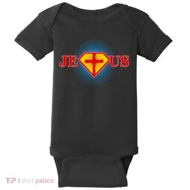 Super Jesus Superhero Comic Logo Baby Bodysuit