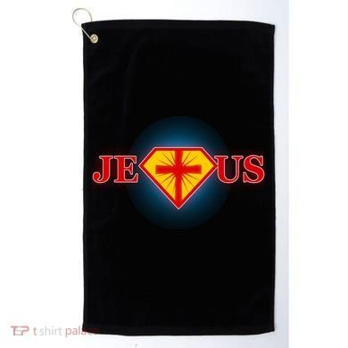Super Jesus Superhero Comic Logo Golf Towel
