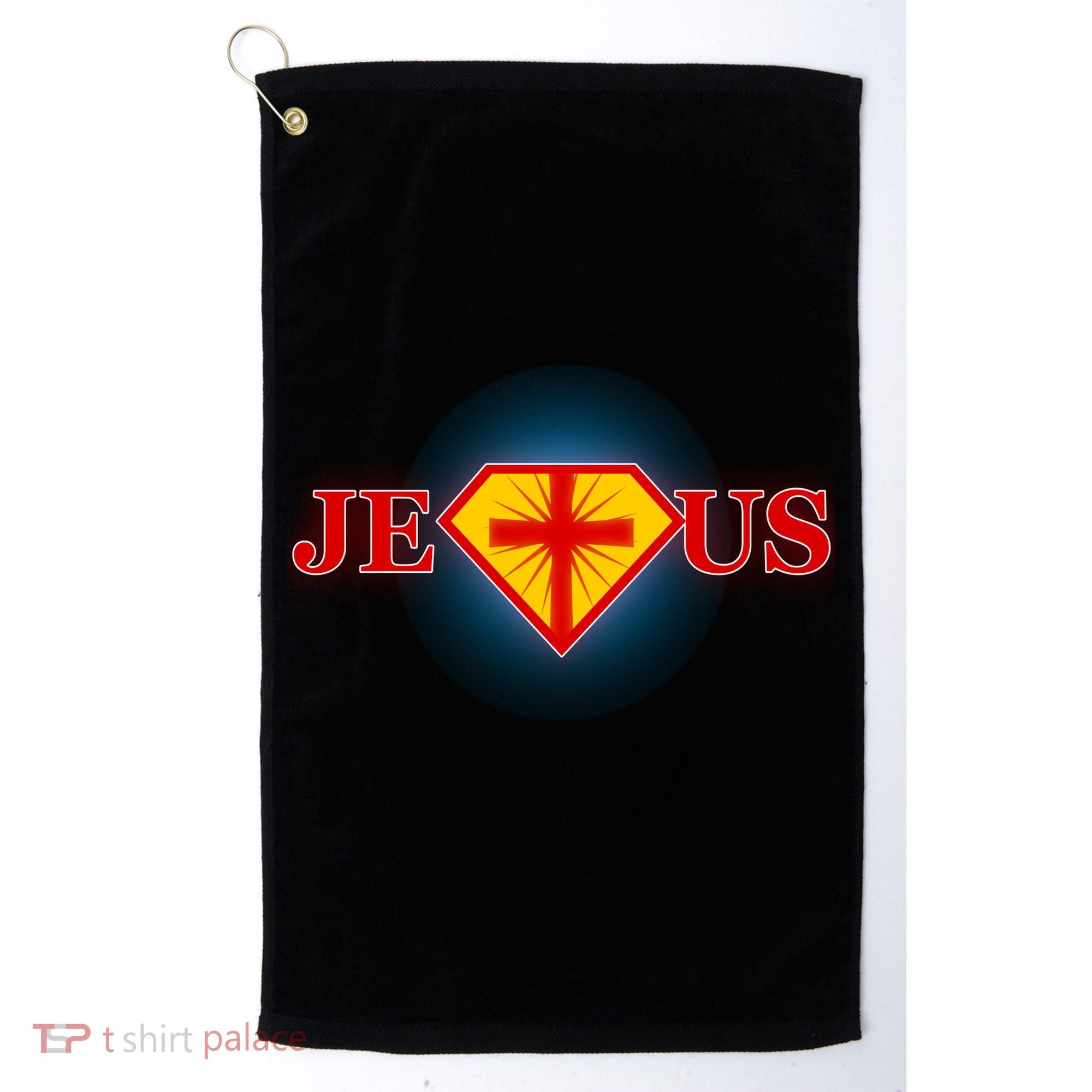 Super Jesus Superhero Comic Logo Golf Towel
