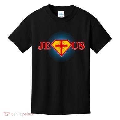 Super Jesus Superhero Comic Logo Kids T-Shirt