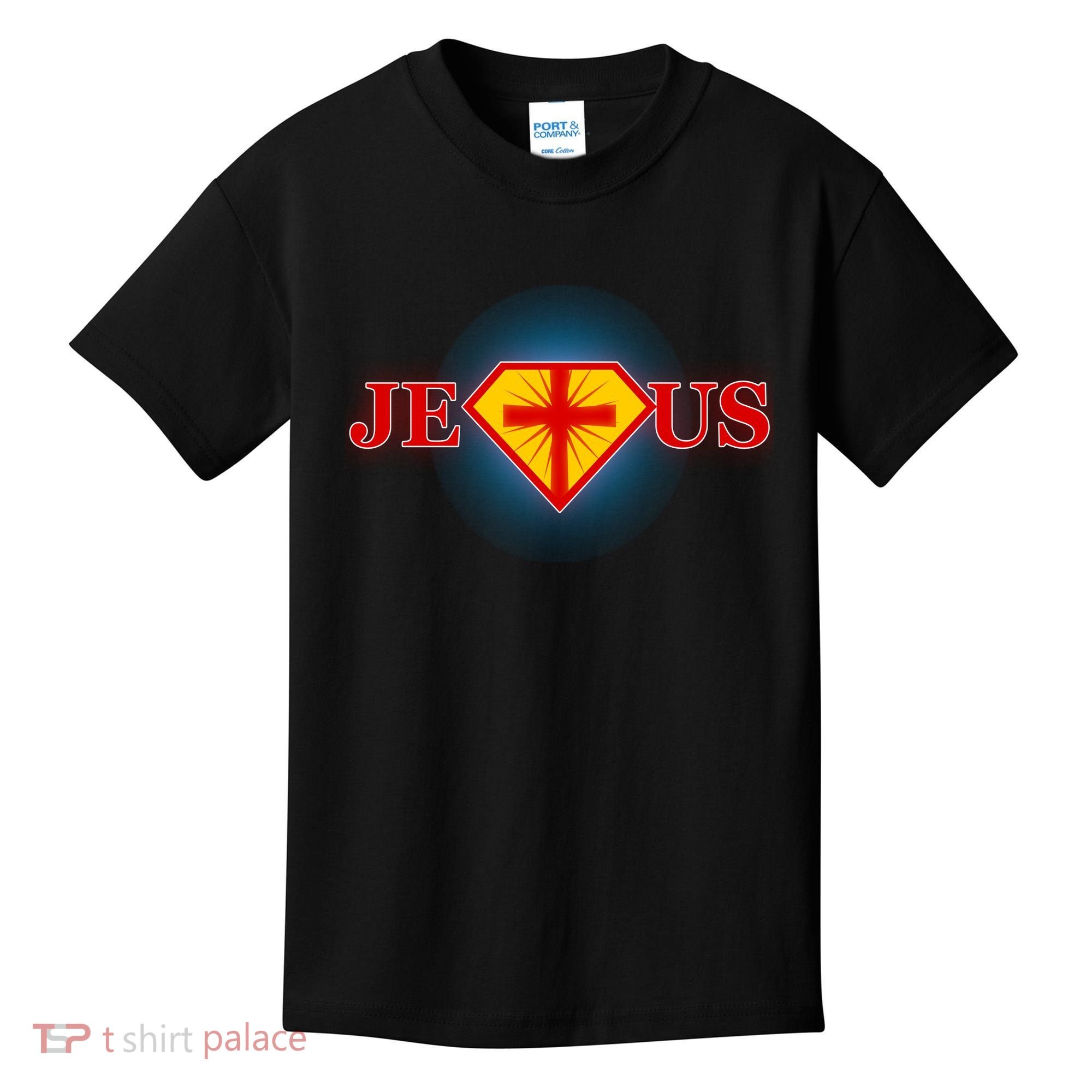 Super Jesus Superhero Comic Logo Kids T-Shirt