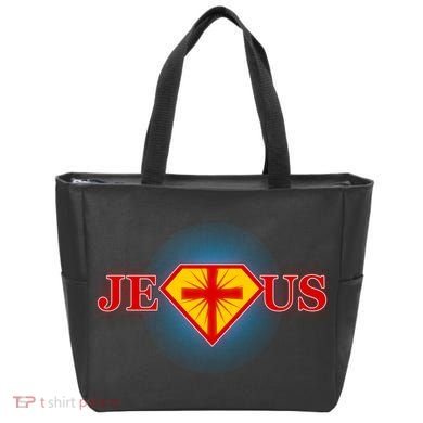 Super Jesus Superhero Comic Logo Tote Bag