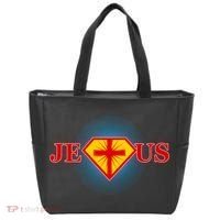 Super Jesus Superhero Comic Logo Tote Bag thumb 0