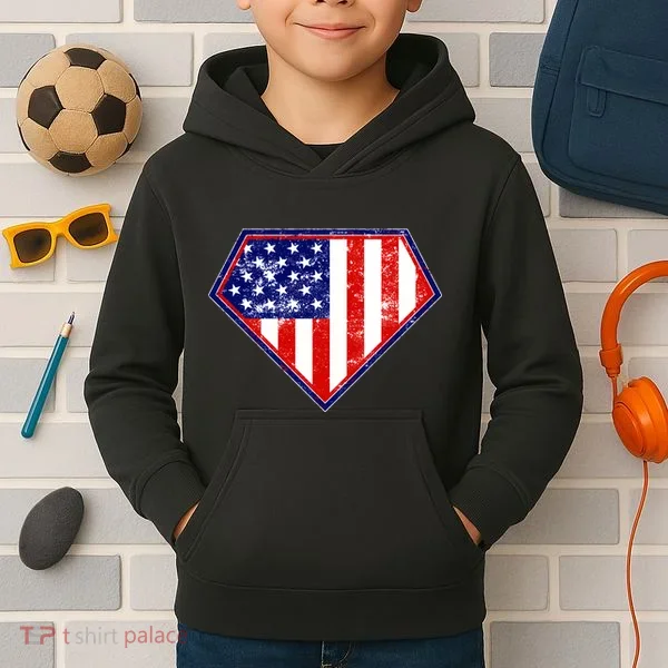 Super Patriot US Flag Kids Hoodie