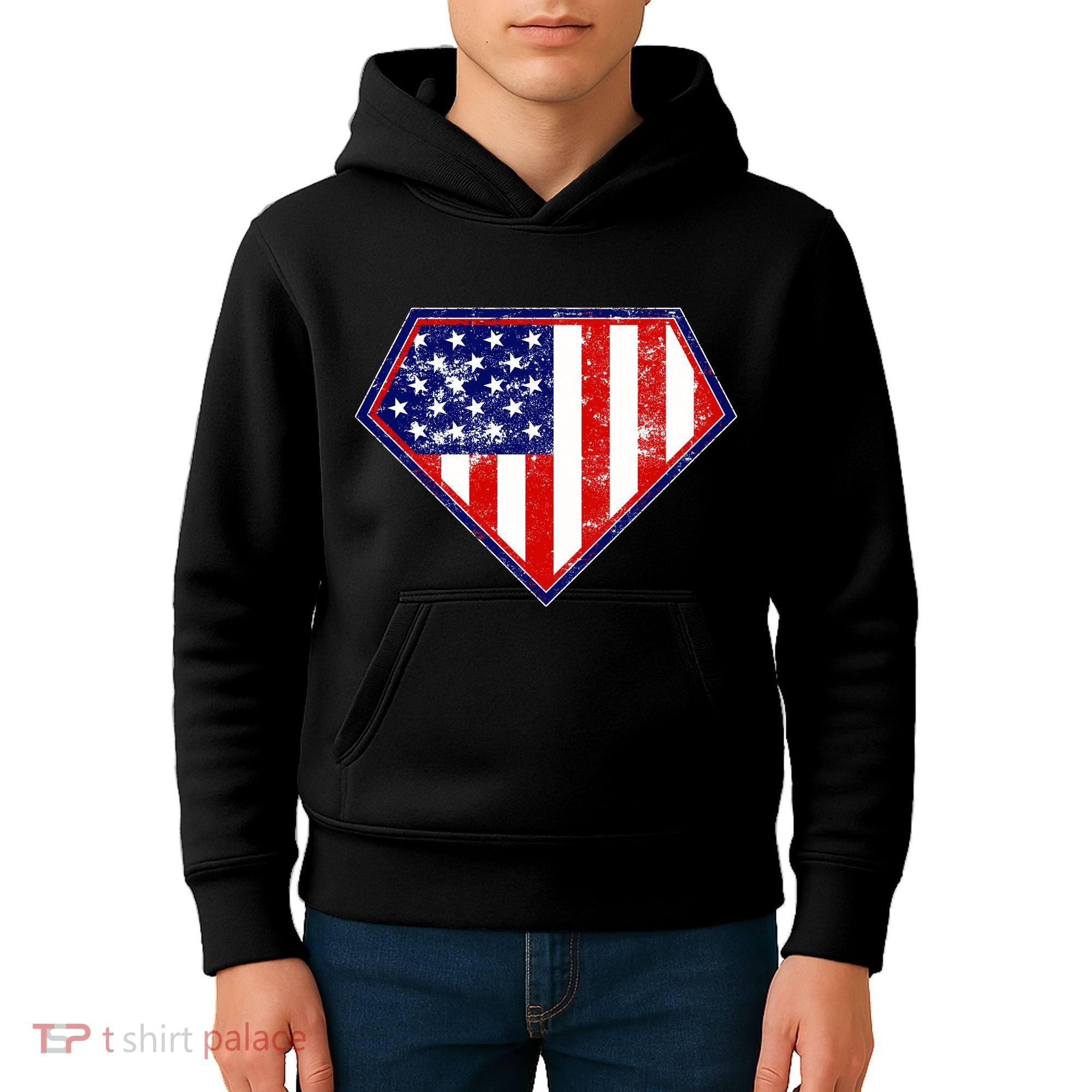 Super Patriot US Flag Kids Hoodie