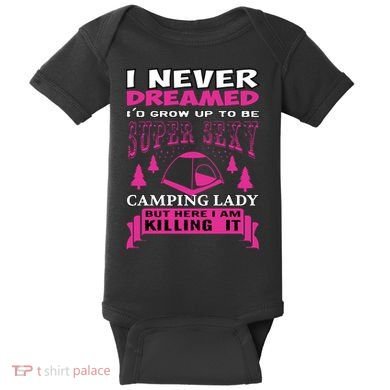 Super Sexy Camping Lady Baby Bodysuit
