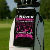 Super Sexy Camping Lady Golf Towel thumb 2