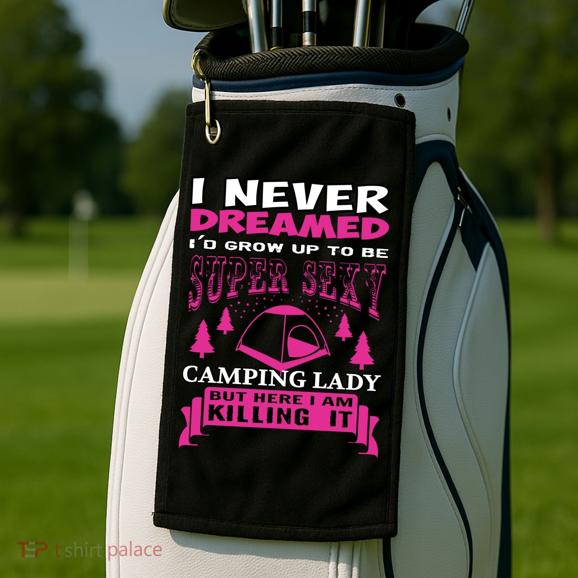 Super Sexy Camping Lady Golf Towel