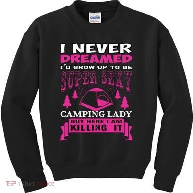 Super Sexy Camping Lady Kids Sweatshirt