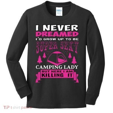 Super Sexy Camping Lady Kids Long Sleeve Shirt