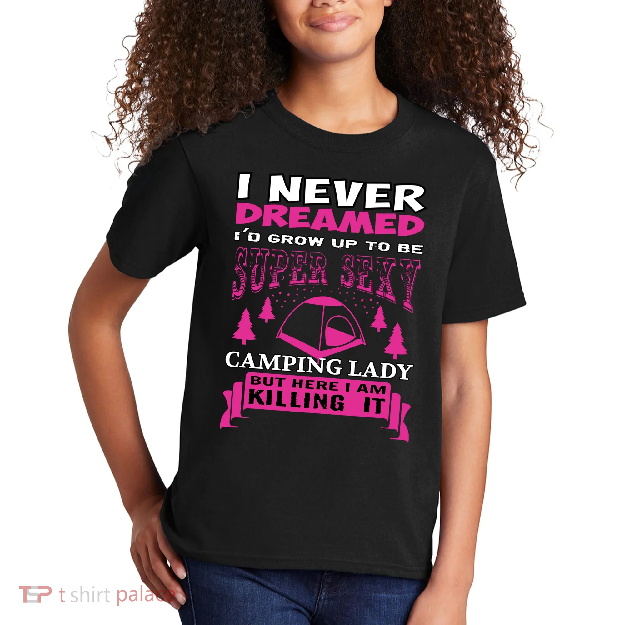 Super Sexy Camping Lady Kids T-Shirt