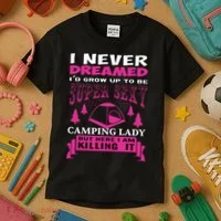 Super Sexy Camping Lady Kids T-Shirt thumb 3
