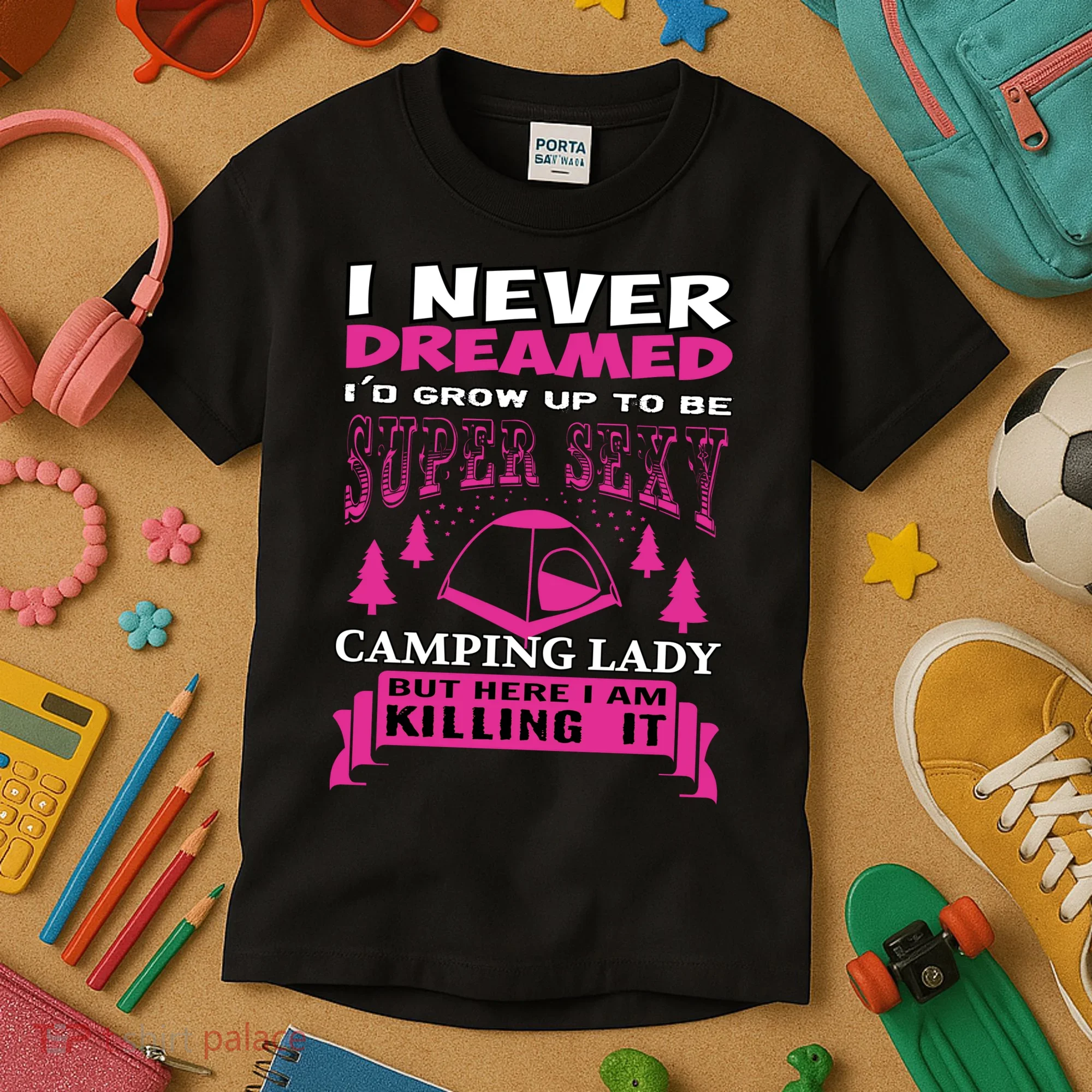 Super Sexy Camping Lady Kids T-Shirt