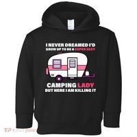 Super Sexy Camping Lady Killing It Toddler Hoodie thumb 0