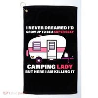 Super Sexy Camping Lady Killing It Golf Towel thumb 0
