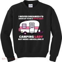 Super Sexy Camping Lady Killing It Kids Sweatshirt thumb 0