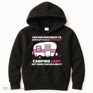 Super Sexy Camping Lady Killing It Kids Hoodie