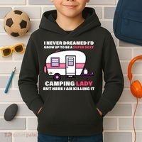 Super Sexy Camping Lady Killing It Kids Hoodie thumb 2