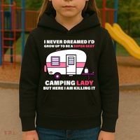 Super Sexy Camping Lady Killing It Kids Hoodie thumb 3