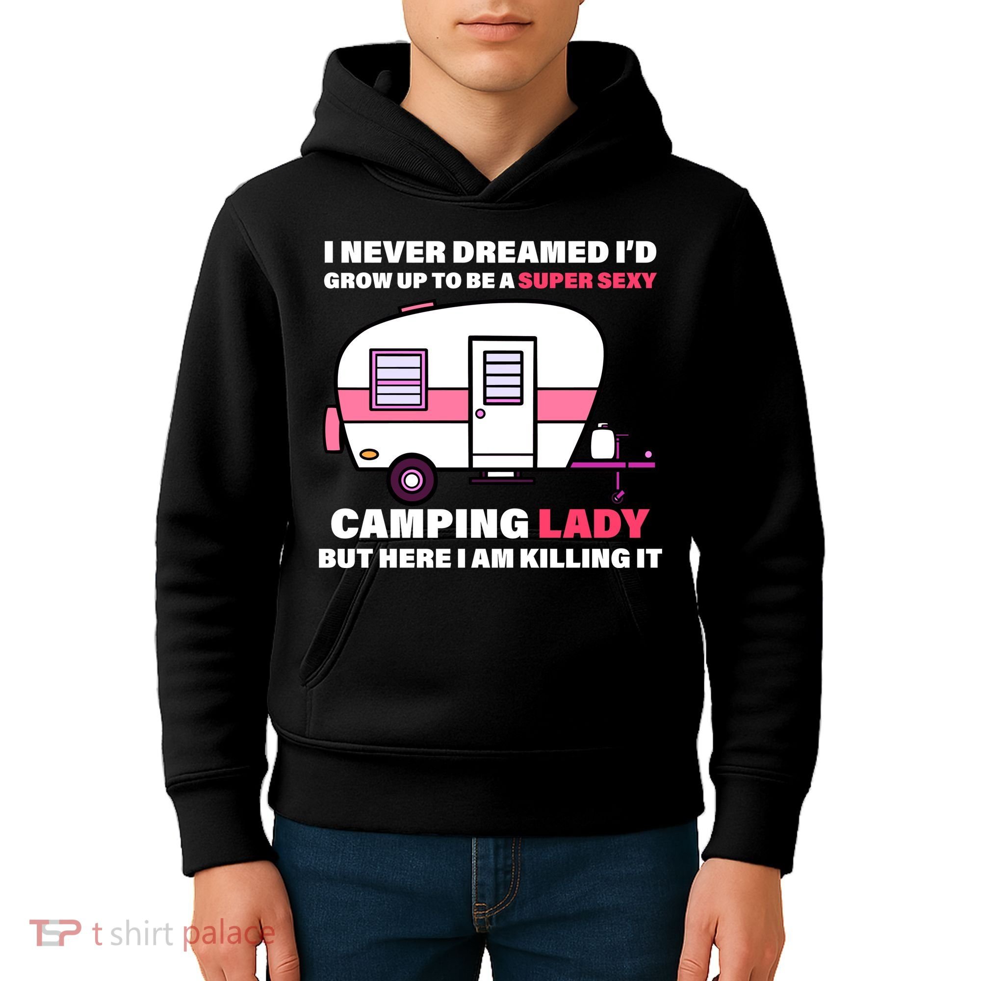 Super Sexy Camping Lady Killing It Kids Hoodie