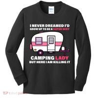 Super Sexy Camping Lady Killing It Kids Long Sleeve Shirt thumb 0