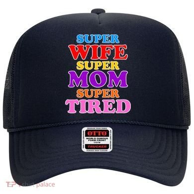 Super Wife Super Mom Super Tired Colorful Text Hat