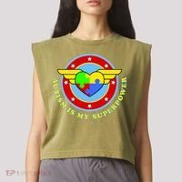 Super Woman Autism Is My Superpower Garment-Dyed Women's Muscle Tee thumb 2