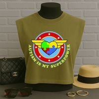 Super Woman Autism Is My Superpower Garment-Dyed Women's Muscle Tee thumb 3