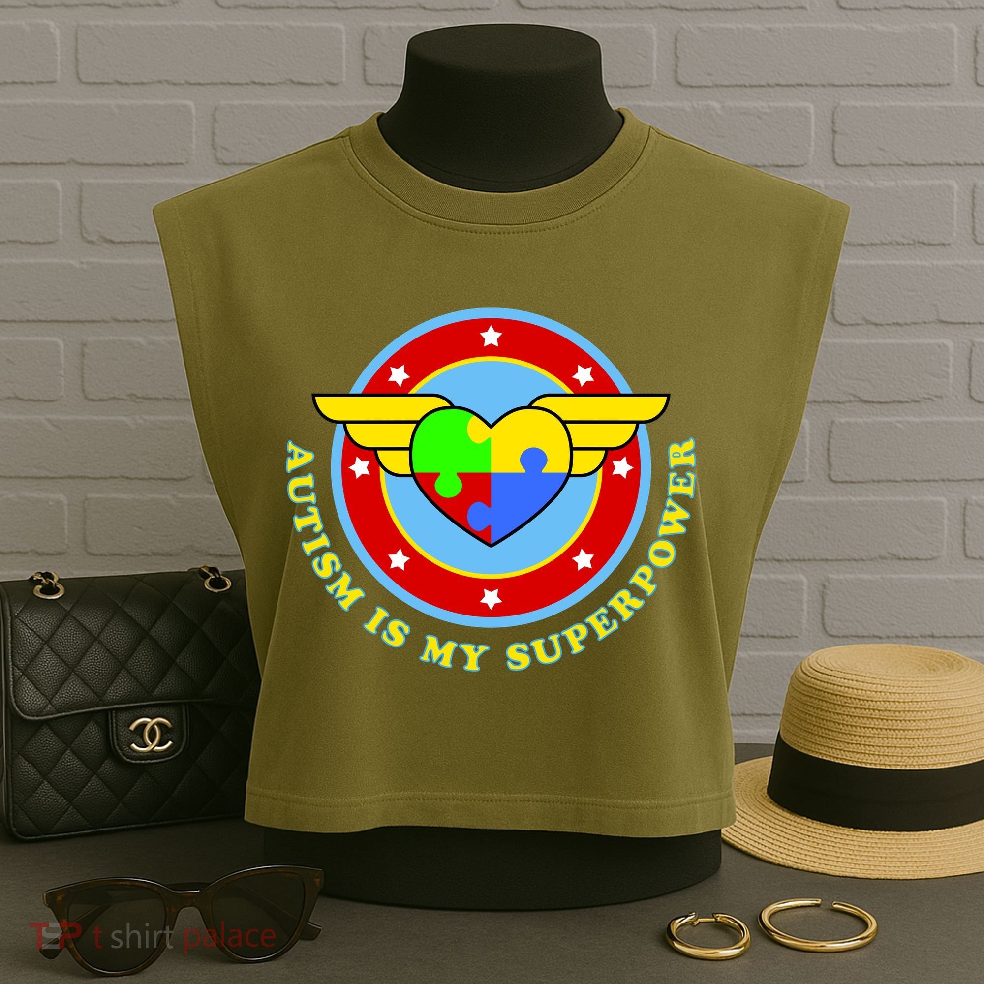Super Woman Autism Is My Superpower Garment-Dyed Women's Muscle Tee