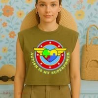 Super Woman Autism Is My Superpower Garment-Dyed Women's Muscle Tee thumb 4