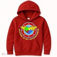 Super Woman Autism Is My Superpower Kids Hoodie thumb 0