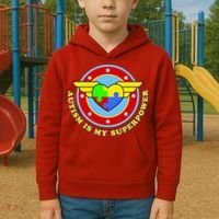 Super Woman Autism Is My Superpower Kids Hoodie thumb 2
