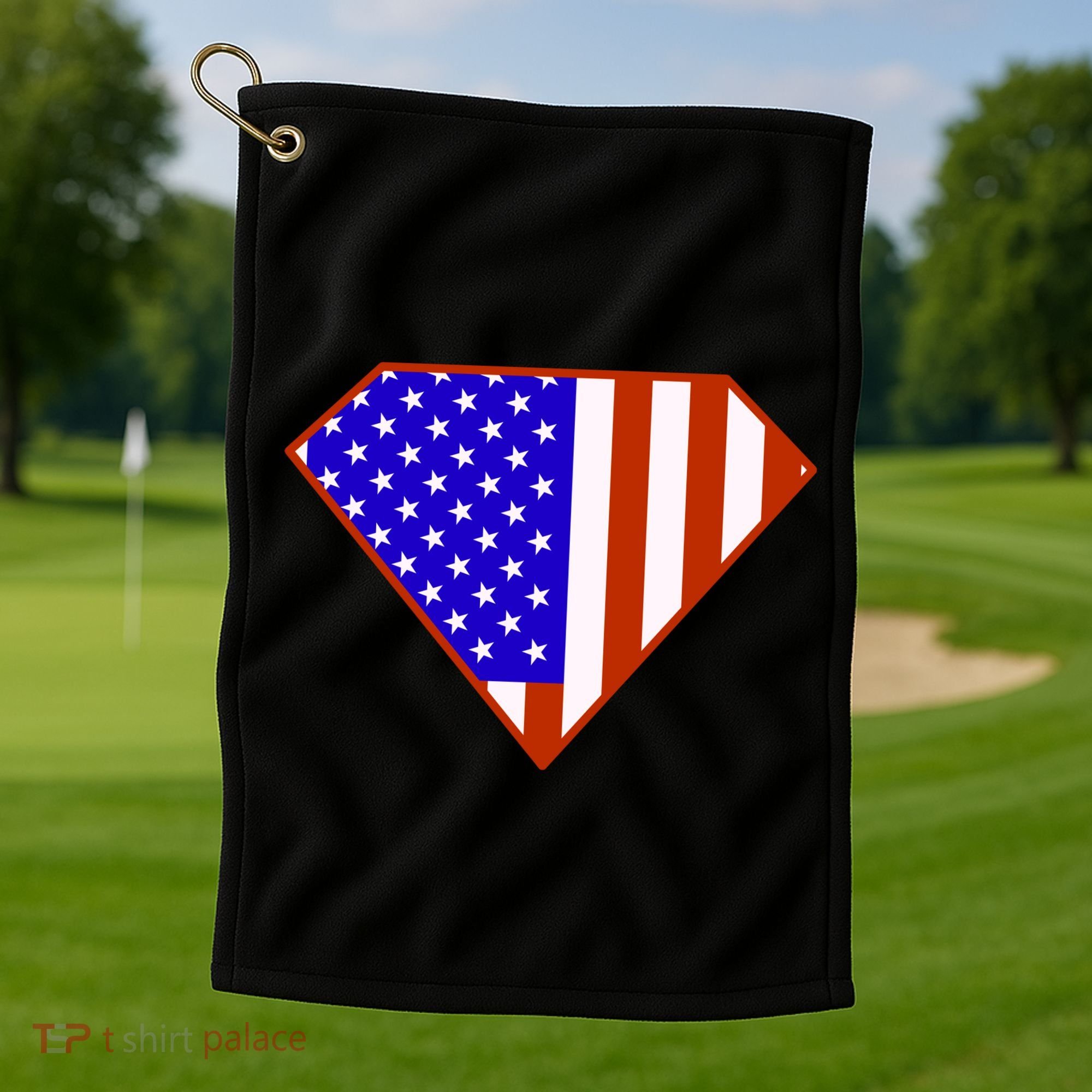 Superhero American Hero Flag Golf Towel