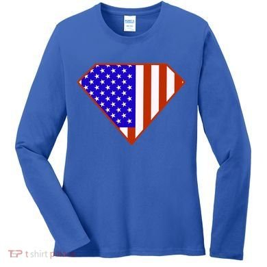 Superhero American Hero Flag Women's Long Sleeve Shirt