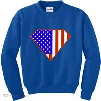 Superhero American Hero Flag Kids Sweatshirt thumb 0