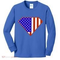 Superhero American Hero Flag Kids Long Sleeve Shirt thumb 0