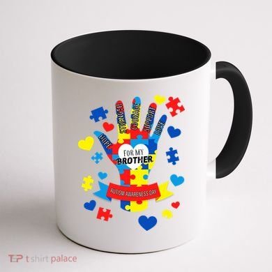 Support Autism Awareness Day For My Brother Coffee Mug back