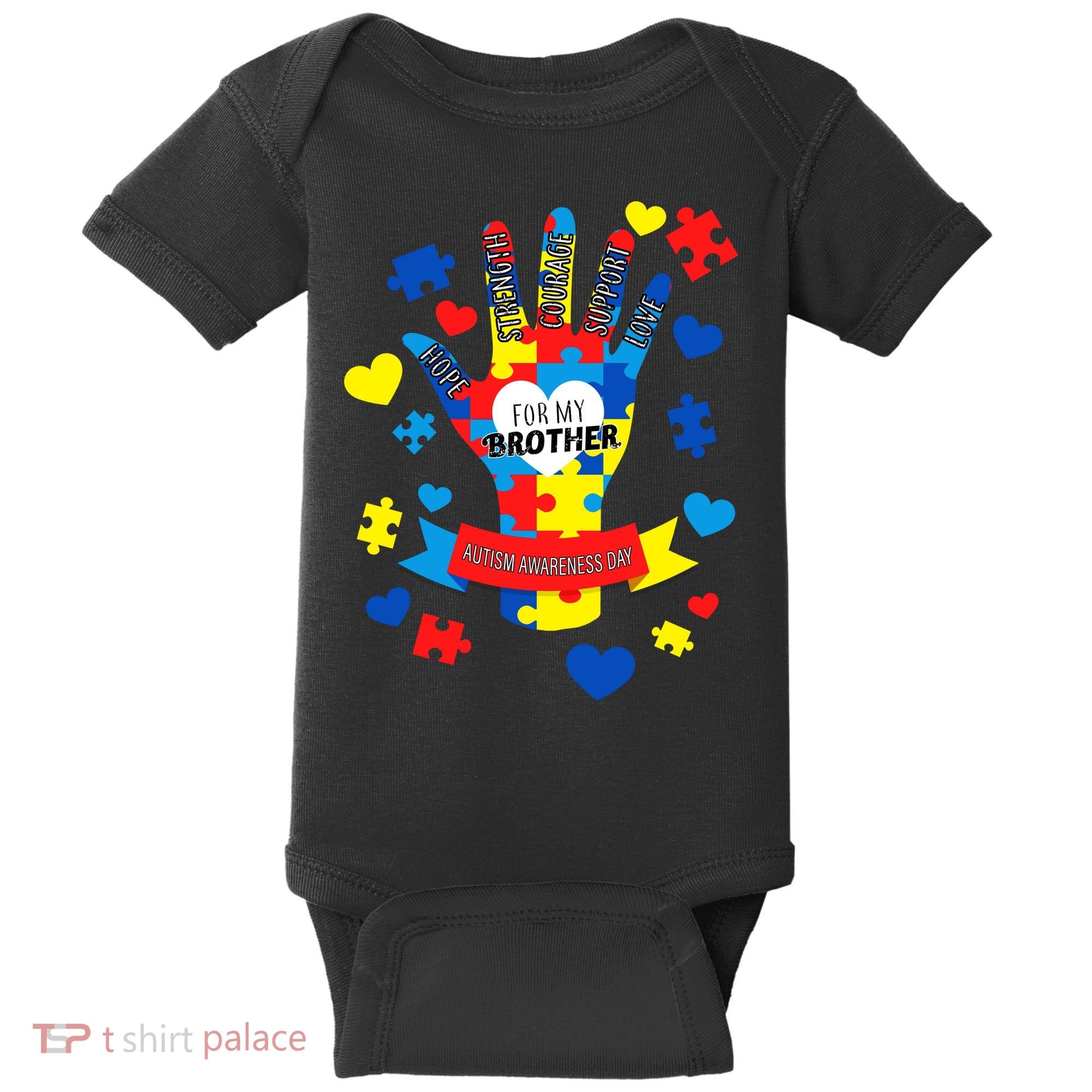 Support Autism Awareness Day For My Brother Baby Bodysuit