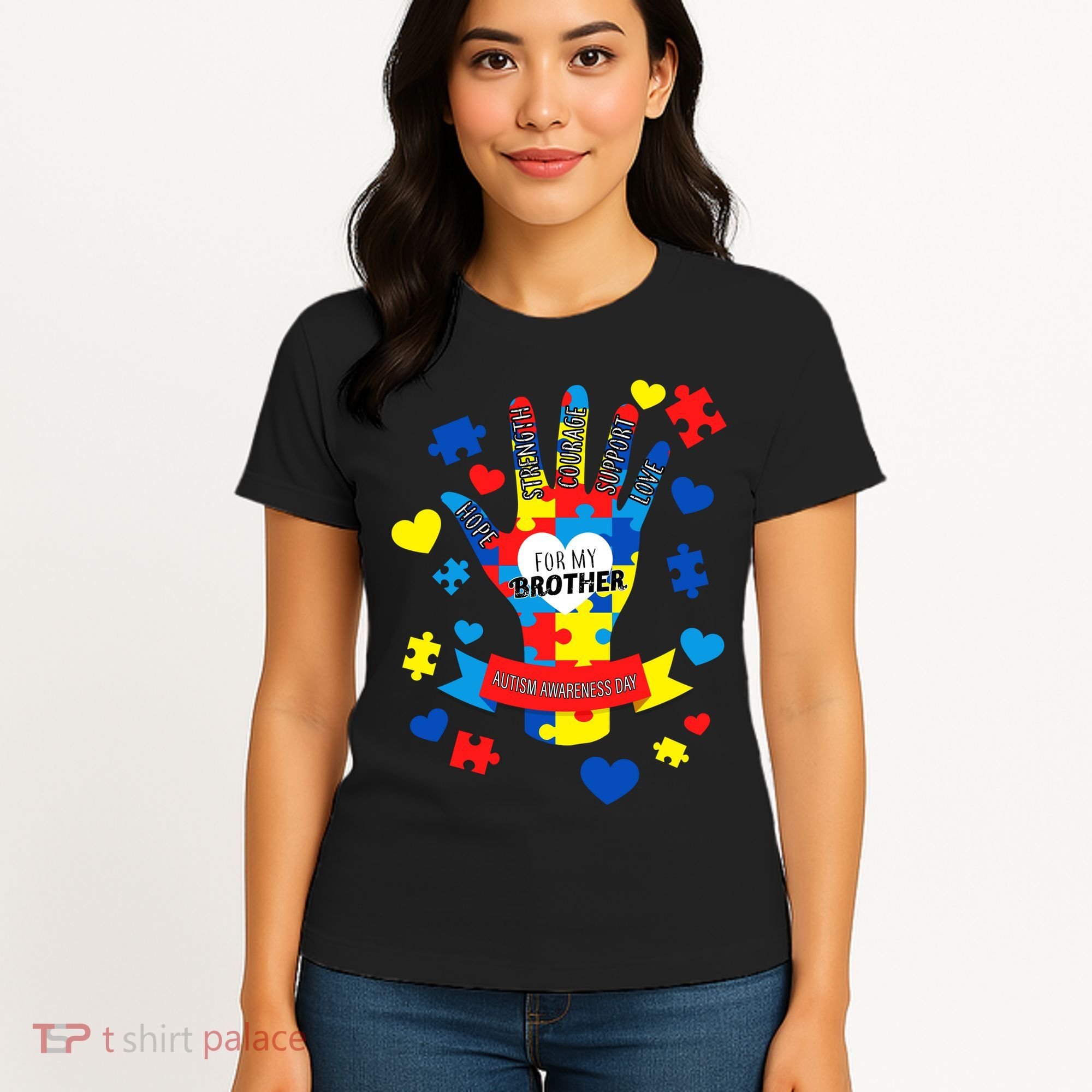 Support Autism Awareness Day For My Brother Women's T-Shirt