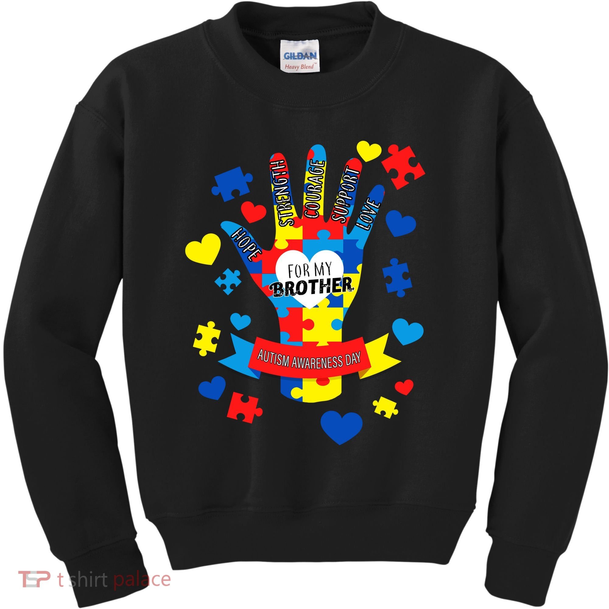 Support Autism Awareness Day For My Brother Kids Sweatshirt