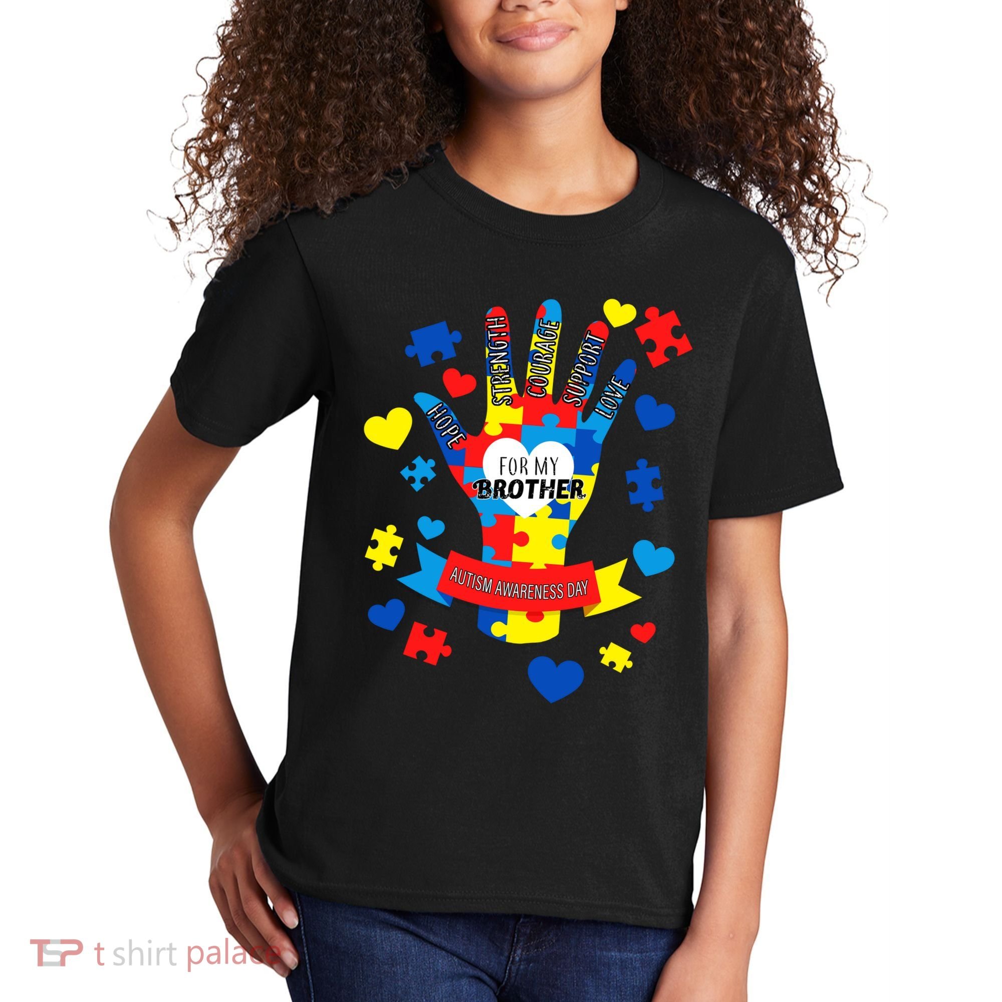 Support Autism Awareness Day For My Brother Kids T-Shirt