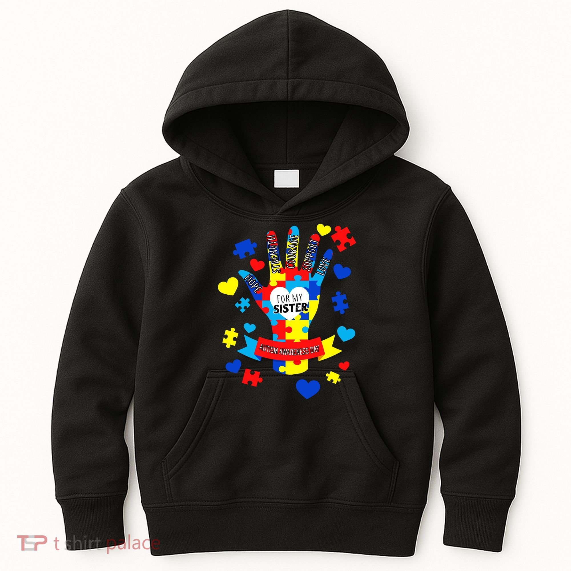 Support Autism Awareness Day For My Sister Kids Hoodie