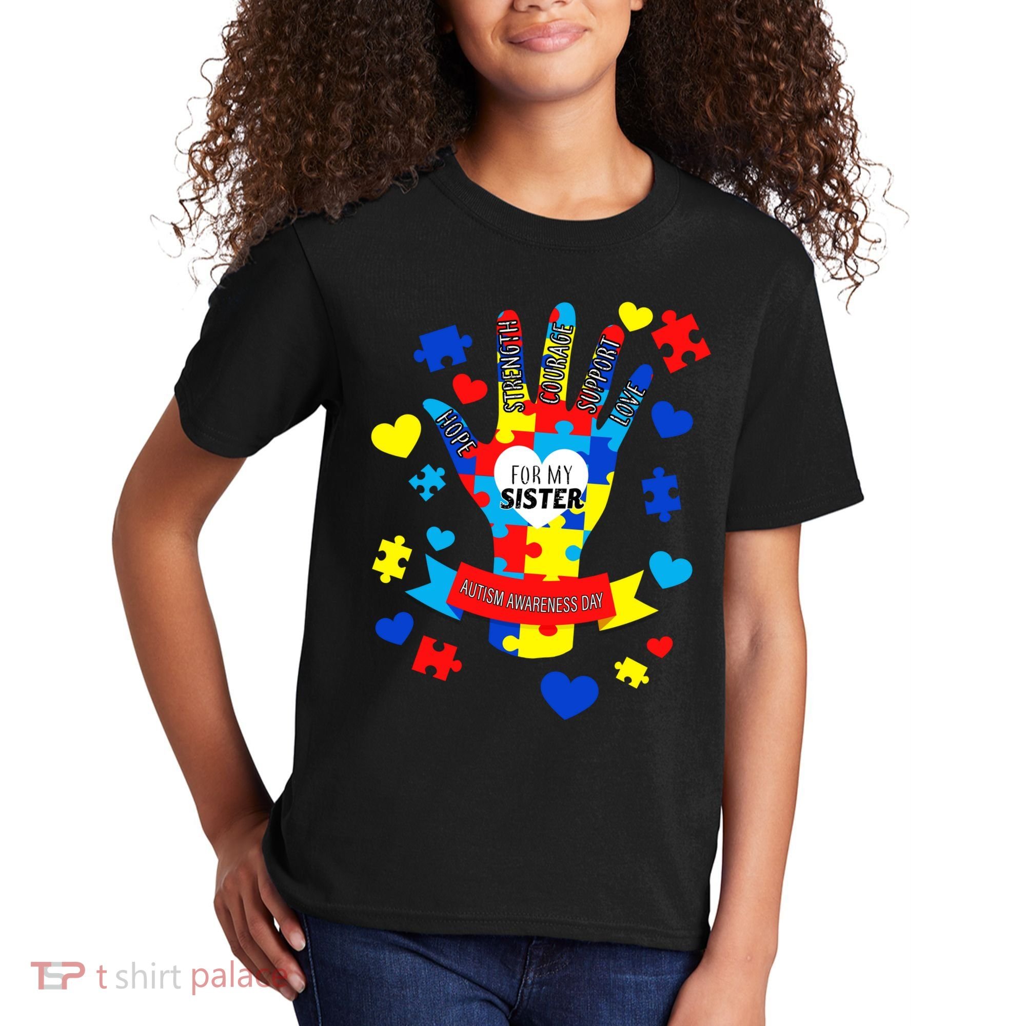 Support Autism Awareness Day For My Sister Kids T-Shirt