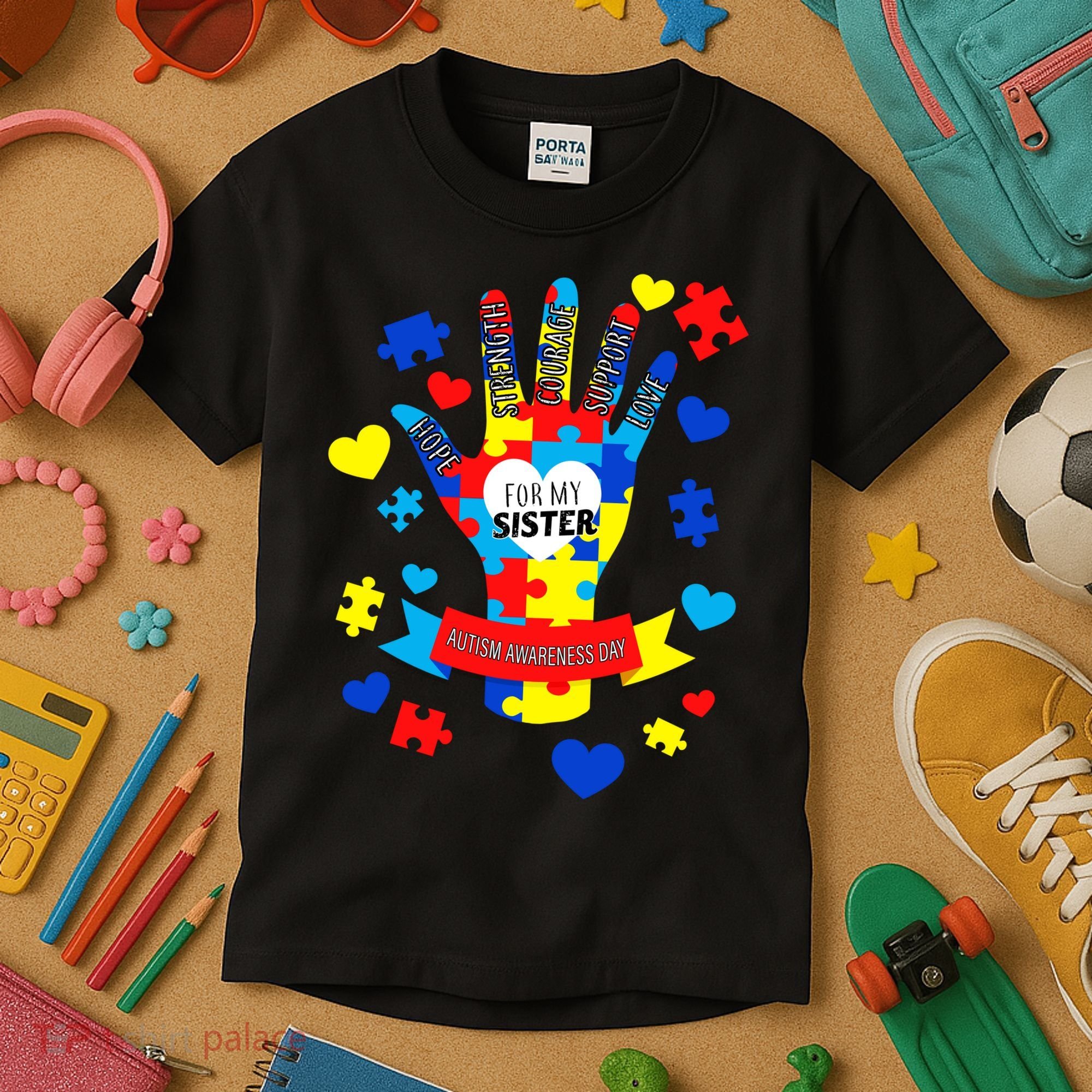 Support Autism Awareness Day For My Sister Kids T-Shirt