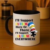 Support Autism Here Or There And Everywhere Coffee Mug thumb 4