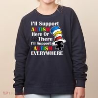 Support Autism Here Or There And Everywhere Women's Sweatshirt thumb 0