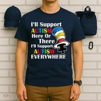 Support Autism Here Or There And Everywhere T-Shirt thumb 6