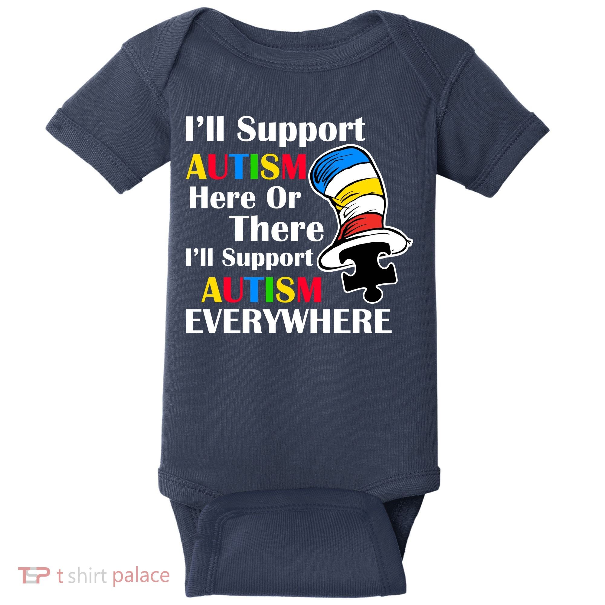 Support Autism Here Or There And Everywhere Baby Bodysuit